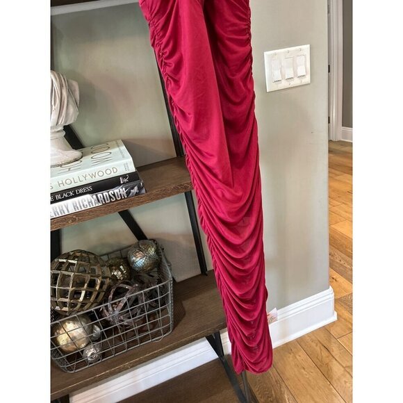 ASOS Mesh Corset Bodycon Midi Dress Womens Burgundy Size US 2 - Picture 6 of 10